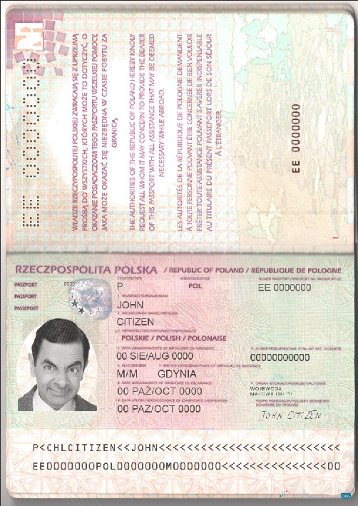 Download Poland passport (2011 2018) Photoshop template